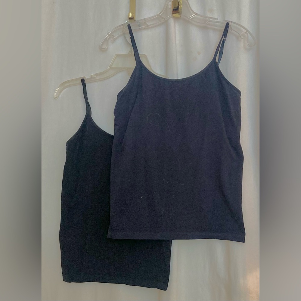 Set of 2 Talbots Classic Black Adjustable Strap Camisole Top Size M
